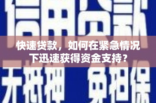 中原快速贷款，如何在紧急情况下迅速获得资金支持？