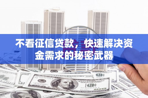 中原不看征信贷款，快速解决资金需求的秘密武器