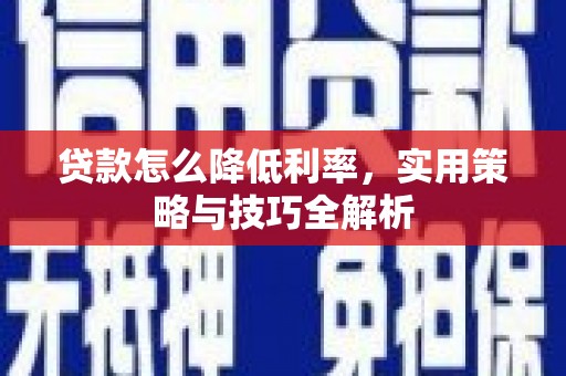 中原贷款怎么降低利率，实用策略与技巧全解析