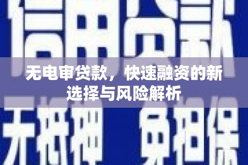 中原无电审贷款，快速融资的新选择与风险解析