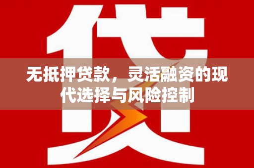 中原无抵押贷款，灵活融资的现代选择与风险控制