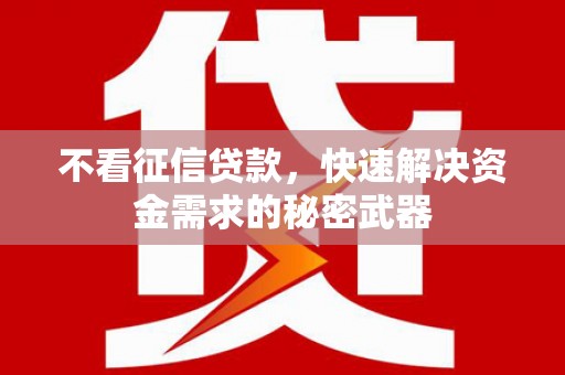 中原不看征信贷款，快速解决资金需求的秘密武器