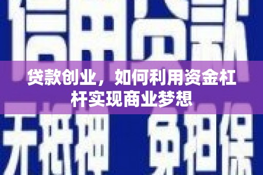 中原贷款创业，如何利用资金杠杆实现商业梦想
