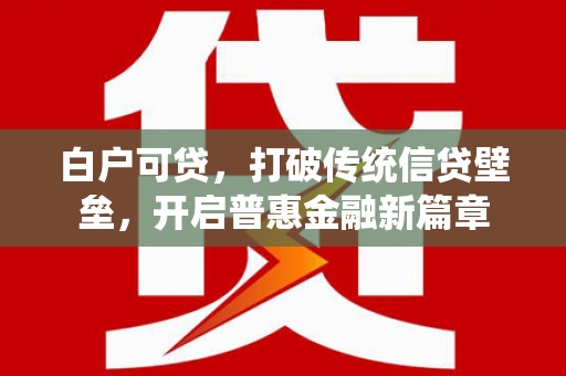 中原白户可贷，打破传统信贷壁垒，开启普惠金融新篇章