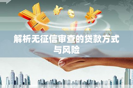 中原解析无征信审查的贷款方式与风险